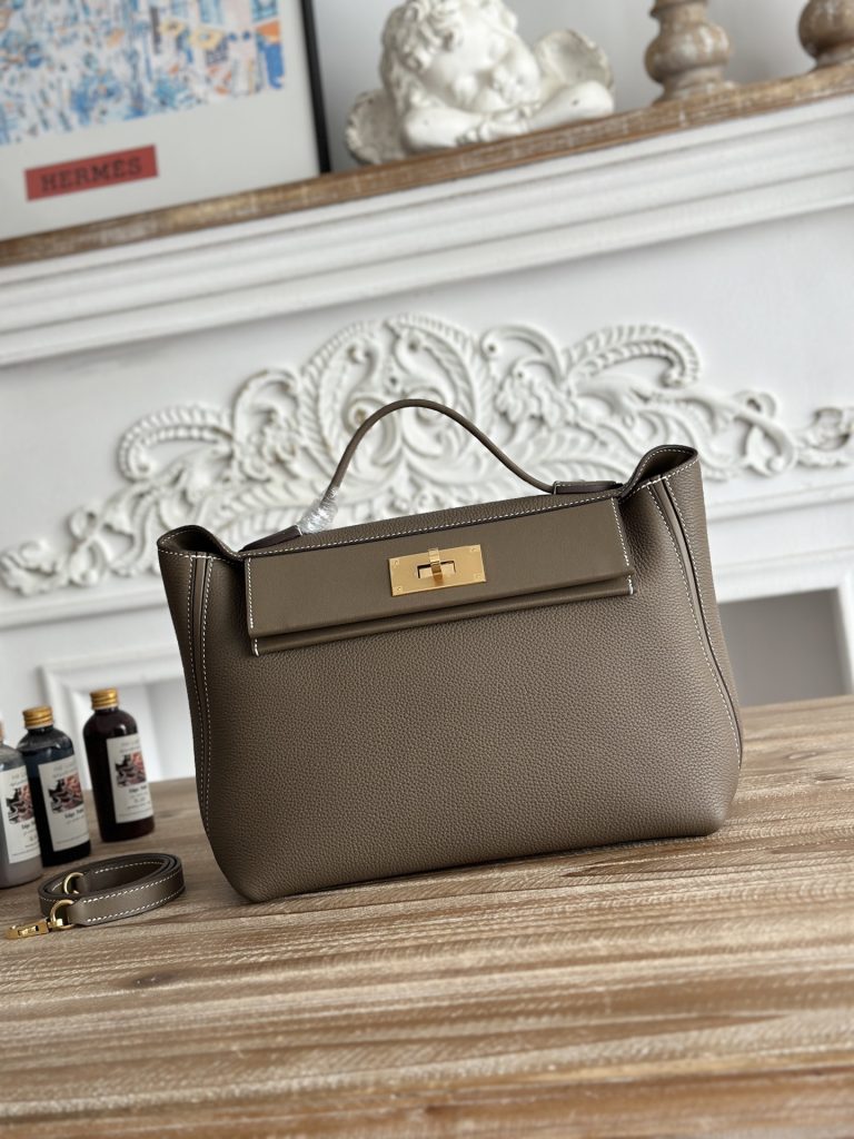 Kelly 24/24 — 29 cm — Elephant Gray — Togo leather