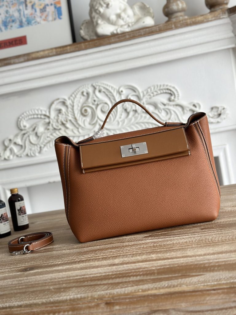 Kelly 24/24 — 29 cm — Golden Brown — Togo leather