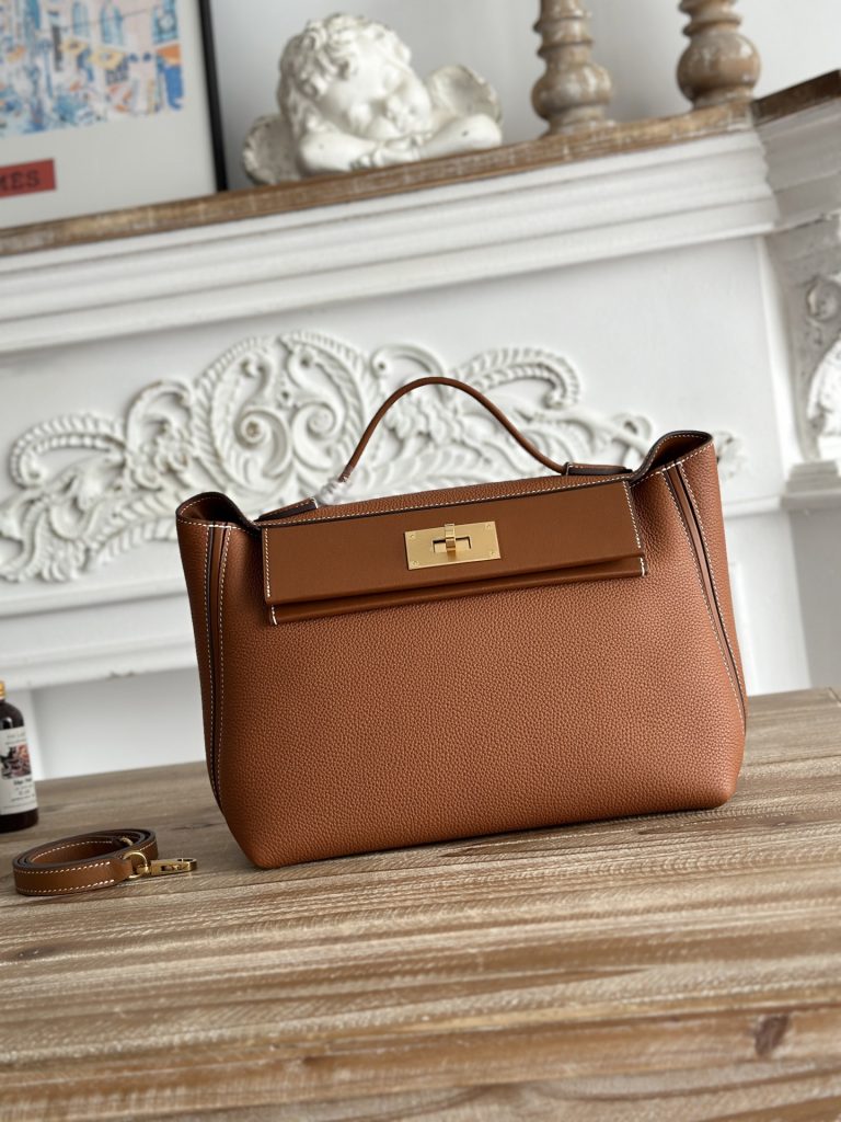 Kelly 24/24 — 29 cm — Golden Brown — Togo leather