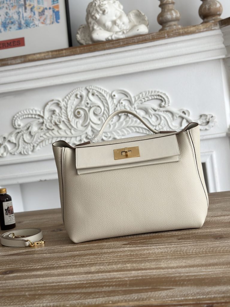 Kelly 24/24 — 29 cm — Milkshake White — Togo leather