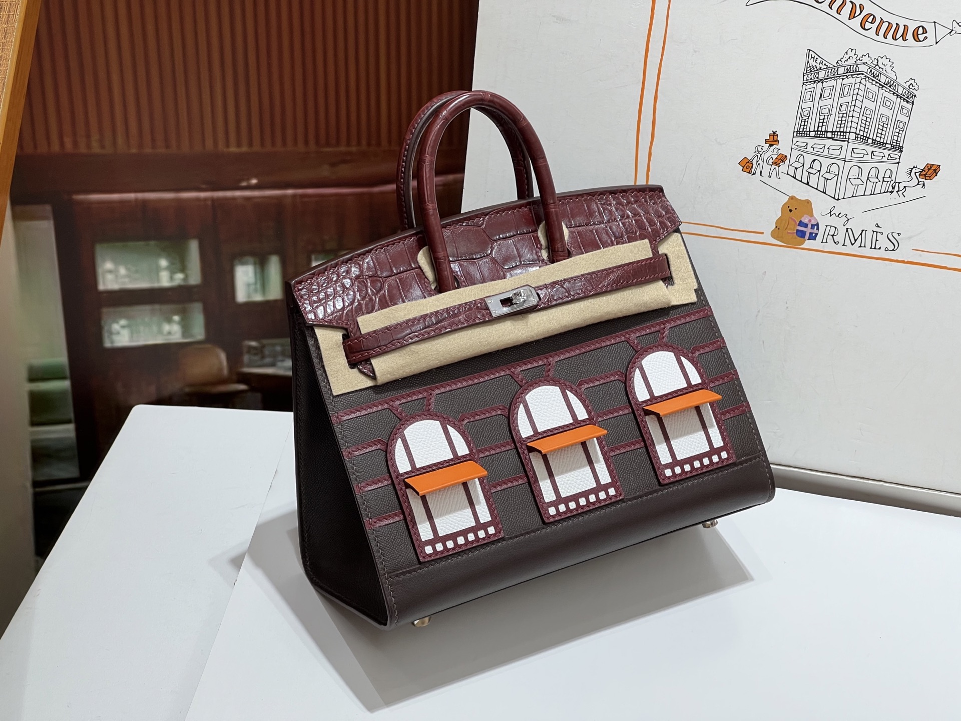 Birkin 20 cm House Bag – Wine Red / Silver-Tone Hardware - 图片 2