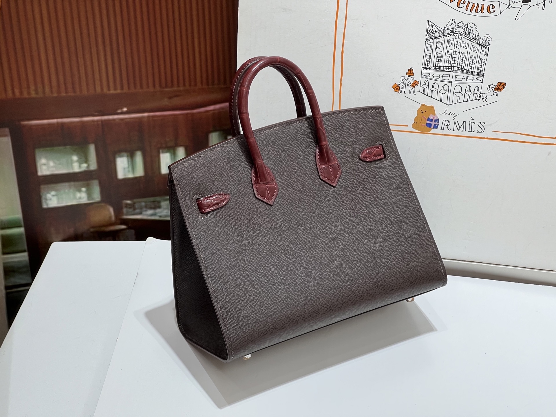 Birkin 20 cm House Bag – Wine Red / Silver-Tone Hardware - 图片 4