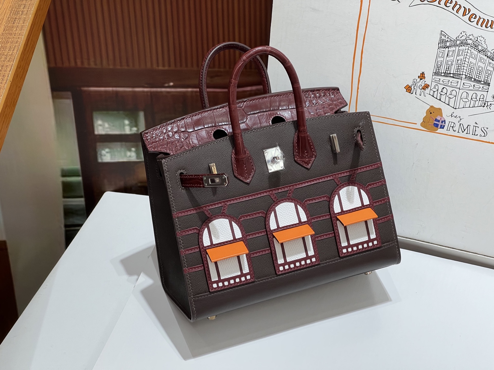 Birkin 20 cm House Bag – Wine Red / Silver-Tone Hardware - 图片 6