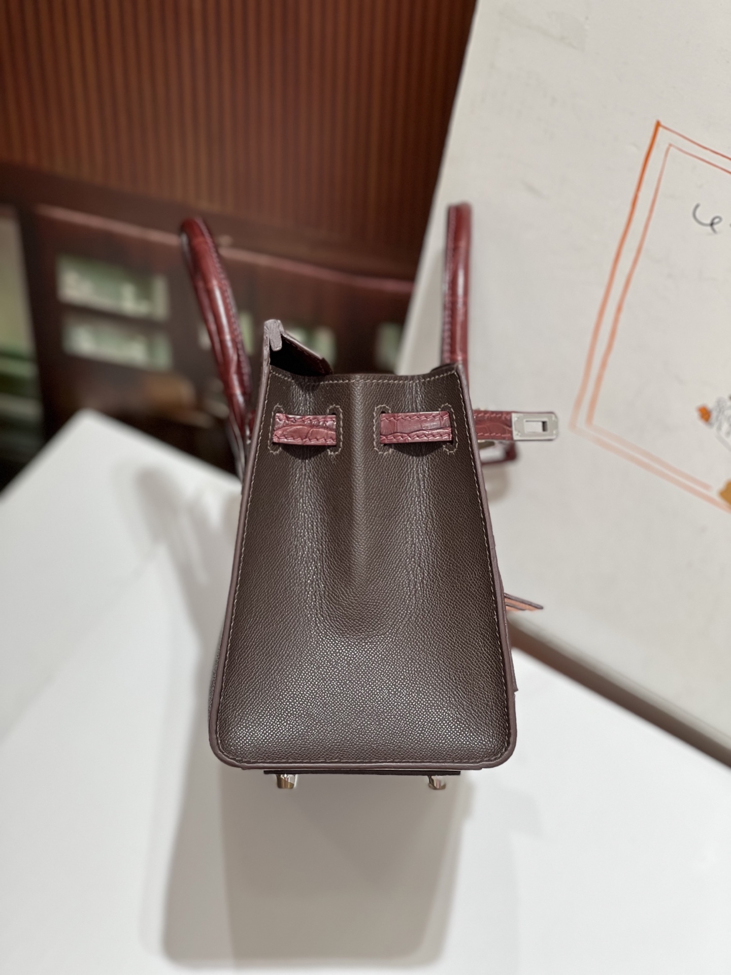 Birkin 20 cm House Bag – Wine Red / Silver-Tone Hardware - 图片 8