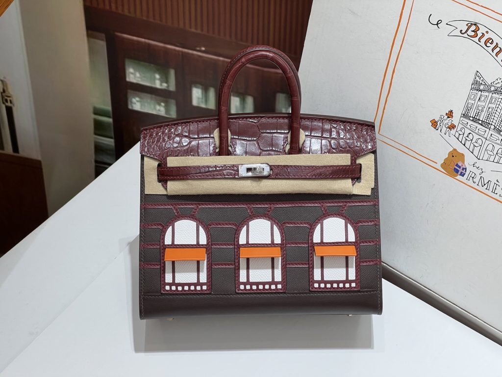 Birkin 20 cm House Bag – Wine Red / Silver-Tone Hardware