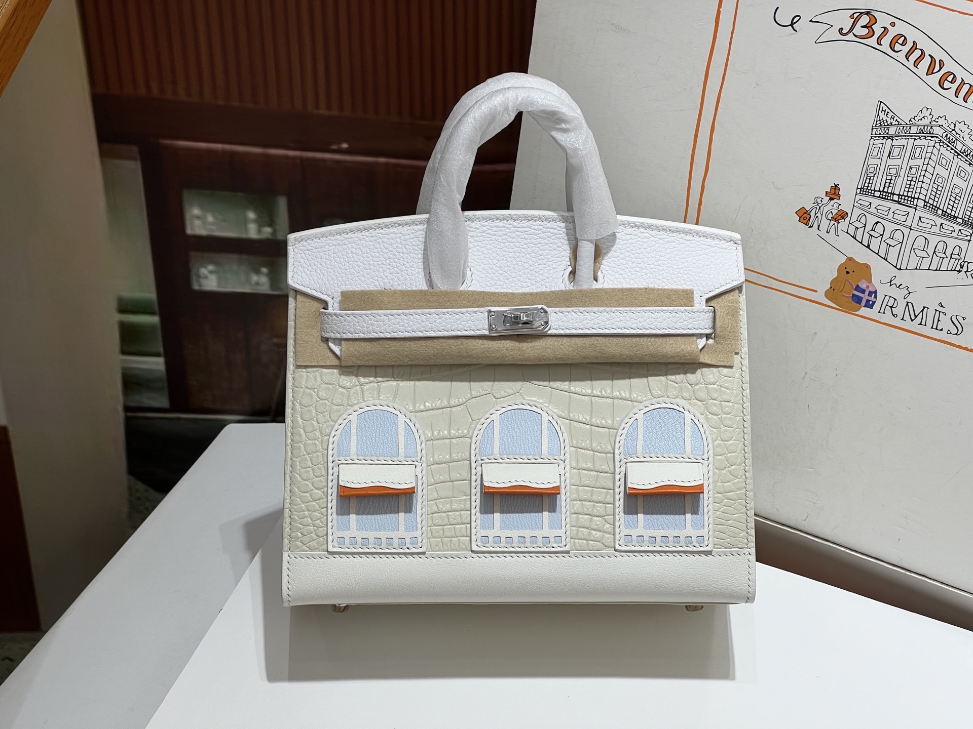 Birkin 20 cm House Bag – “First Snow” / Silver-Tone Hardware