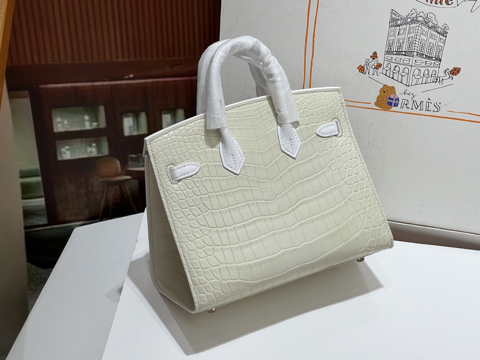 Birkin 20 cm House Bag – “First Snow” / Silver-Tone Hardware - 图片 6
